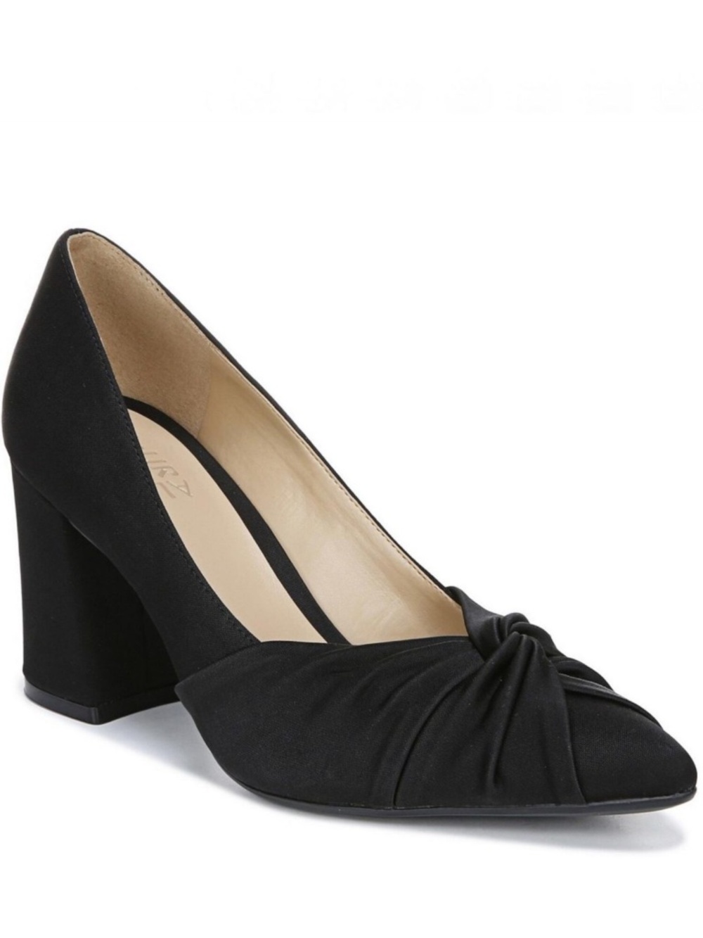 NATURALIZER Helena Black Knotted Pointed-Toe Block Heel Pumps Size 6